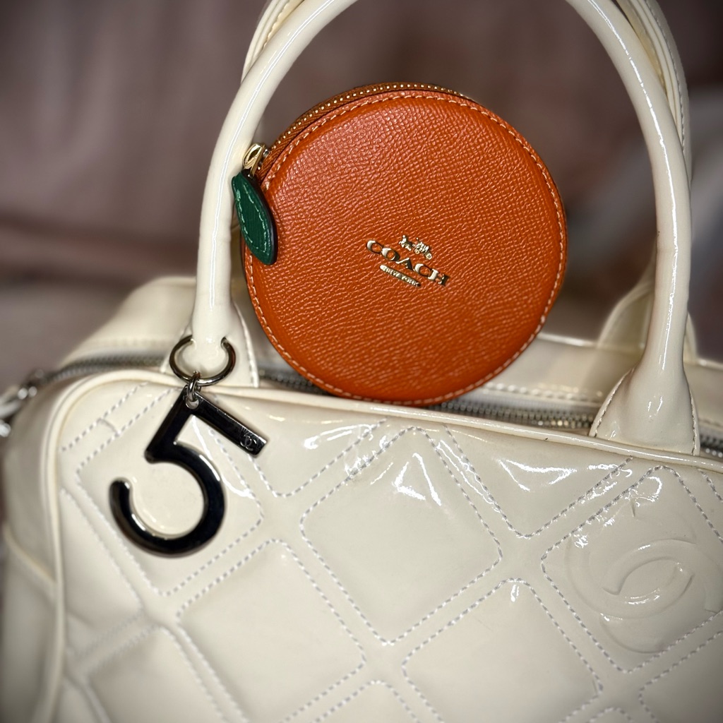 Nwt Coach Crossgrain Leather Orange Small Zip Pouch Coin Case (Spice Orange)
